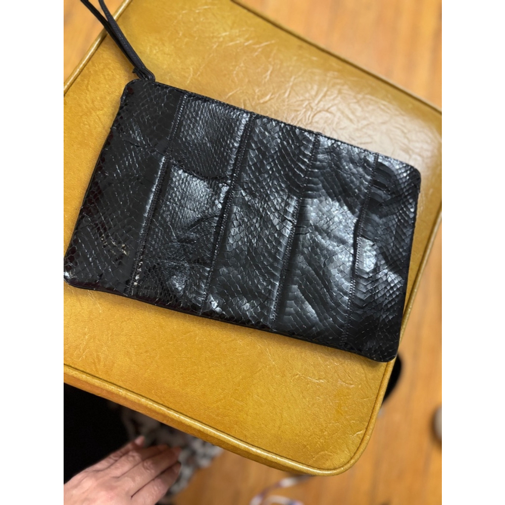 Vintage Palizzio Black Snakeskin Clutch - Picture 2 of 3